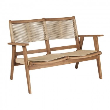 COFFEE Living Καναπές 2θέσιος Καθιστικού Βεράντας-Κήπου, Ακακία Φυσικό-Rope Wicker Μπεζ  119x71x84cm [-Μπεζ-Tortora-Sand-Cappuccino-, -Φυσικό-] [-Wicker-, -Ξύλο-] Ε2352,2