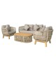 MARK Set Σαλόνι Κήπου 4τεμ, Acacia Φυσικό, Μαξιλάρια Μπεζ Rope Wicker Μπεζ  2 Πολυθρ 1 Καναπ 1 Τραπεζάκι [-Μπεζ-Tortora-Sand-Cappuccino-] [-Ξύλο-, -Ύφασμα-] Ε2360,2