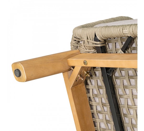 MARK Set Σαλόνι Κήπου 4τεμ, Acacia Φυσικό, Μαξιλάρια Μπεζ Rope Wicker Μπεζ  2 Πολυθρ 1 Καναπ 1 Τραπεζάκι [-Μπεζ-Tortora-Sand-Cappuccino-] [-Ξύλο-, -Ύφασμα-] Ε2360,2