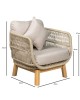 MARK Set Σαλόνι Κήπου 4τεμ, Acacia Φυσικό, Μαξιλάρια Μπεζ Rope Wicker Μπεζ  2 Πολυθρ 1 Καναπ 1 Τραπεζάκι [-Μπεζ-Tortora-Sand-Cappuccino-] [-Ξύλο-, -Ύφασμα-] Ε2360,2