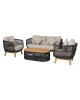 MARK Set Σαλόνι Κήπου 4 τεμαχίων Acacia Φυσικό, Rope Wicker Μαύρο, Μαξιλάρια Μπεζ  2 Πολυθρόνες Καναπές Τραπεζάκι [-Μαύρο-, -Μπεζ-Tortora-Sand-Cappuccino-] [-Ξύλο-, -Ύφασμα-] Ε2360,1