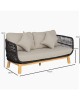 MARK Set Σαλόνι Κήπου 4 τεμαχίων Acacia Φυσικό, Rope Wicker Μαύρο, Μαξιλάρια Μπεζ  2 Πολυθρόνες Καναπές Τραπεζάκι [-Μαύρο-, -Μπεζ-Tortora-Sand-Cappuccino-] [-Ξύλο-, -Ύφασμα-] Ε2360,1