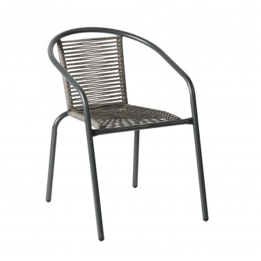 MIKA Πολυθρόνα Στοιβαζόμενη Κήπου, Μέταλλο Βαφή Ανθρακί, PE Rattan Γκρι  54x69x73cm [-Ανθρακί-, -Γκρι-] [-Wicker-, -Μέταλλο-] Ε2390,2