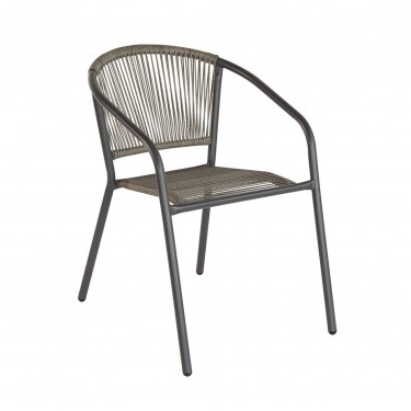 PATTY Πολυθρόνα Στοιβαζόμενη Κήπου, Μέταλλο Βαφή Ανθρακί, PE Rattan Γκρι  54x61x73cm [-Ανθρακί-, -Γκρι-] [-Wicker-, -Μέταλλο-] Ε2391,2