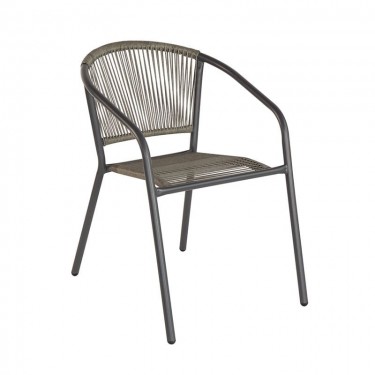 PATTY Πολυθρόνα Στοιβαζόμενη Κήπου, Μέταλλο Βαφή Ανθρακί, PE Rattan Γκρι  54x61x73cm [-Ανθρακί-, -Γκρι-] [-Wicker-, -Μέταλλο-] Ε2391,2