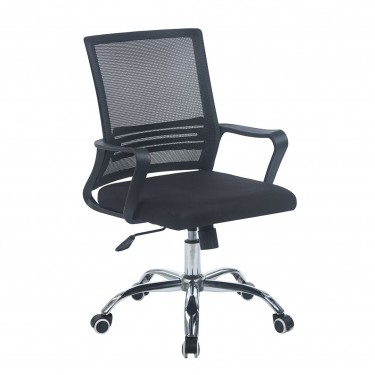 BF2110-W Πολυθρόνα Γραφείου Μέταλλο Χρώμιο, Mesh Μαύρο  59x62x90/100cm [-Μαύρο-] [-Ύφασμα Mesh-] ΕΟ256,W