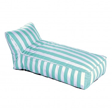 TACO MAX Πουφ Ξαπλώστρα Ανάκλιντρο, 100%  Αδιάβροχο Ύφασμα Ριγέ Άσπρο/Τιρκουάζ  70x150x65cm [-Άσπρο-, -Μπλε-] [-Ύφασμα-] Ε029,40