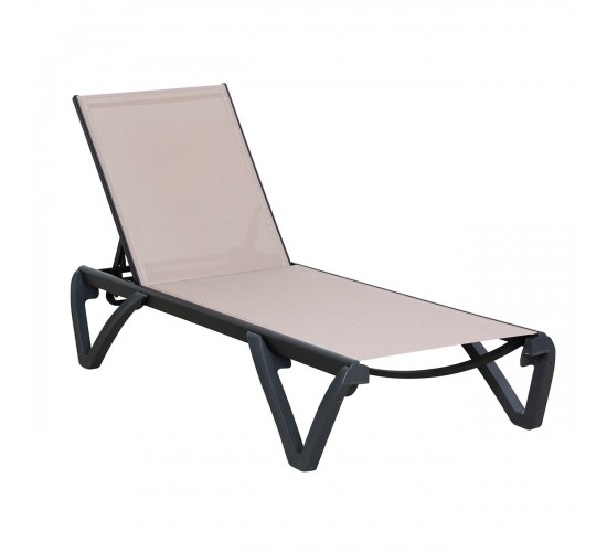 CAPRI K/D Ξαπλώστρα Αλουμίνιο Μαύρο, PP-UV Μαύρο - Textilene Cappuccino  68/58x190x30cm [-Μαύρο-, -Μπεζ-Tortora-Sand-Cappuccino-] [-Textilene-, -Αλουμίνιο-] Ε3383,2