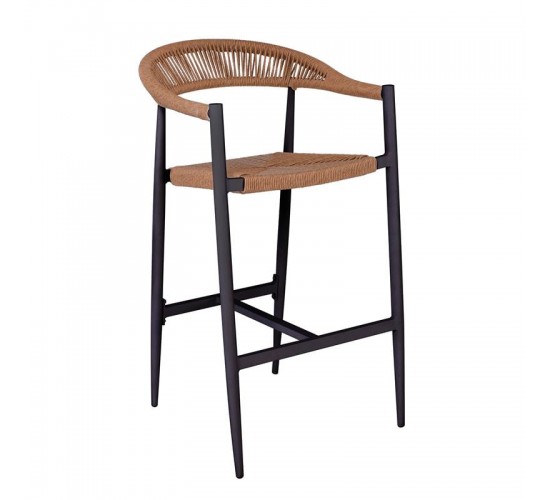 MADY Σκαμπό Bar, ALU Ανθρακί, Rope Wicker Φυσικό  56x58x105cm [-Ανθρακί-, -Φυσικό-] [-Wicker-, -Αλουμίνιο-] Ε6720,1
