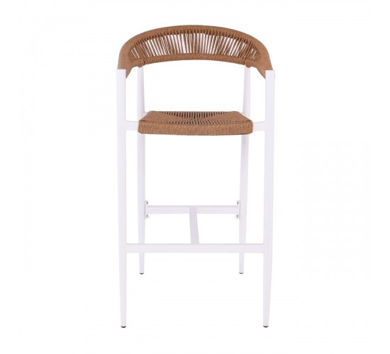 MADY Σκαμπό Bar, ALU Άσπρο, Rope Wicker Φυσικό  56x58x105cm [-Άσπρο-, -Φυσικό-] [-Wicker-, -Αλουμίνιο-] Ε6720,2