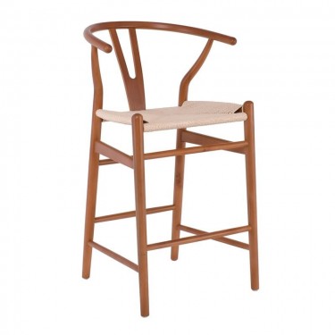 LIMA Σκαμπό BAR, Ξύλο Οξιά, Καρυδί, Κάθισμα Paper Rope Φυσικό (ύψος καθ.67cm)  55x53x67/98cm [-Καρυδί-] [-Ξύλο-] Ε75171,2