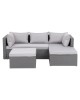 CORNER Set Wicker, Γωνία με Σκαμπό, Απόχρωση Ανοιχτό Γκρι Αναστρέψιμη Γωνία  202x142x74 H.63 -Σκ.68x64x38cm [-Γκρι-] [-Wicker-, -Μέταλλο-] Ε6628,1