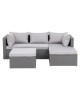CORNER Set Wicker, Γωνία με Σκαμπό, Απόχρωση Ανοιχτό Γκρι Αναστρέψιμη Γωνία  202x142x74 H.63 -Σκ.68x64x38cm [-Γκρι-] [-Wicker-, -Μέταλλο-] Ε6628,1