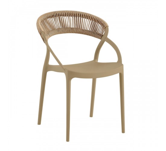DORA Πολυθρόνα Στοιβαζόμενη, PP Tortora, Rope Wicker Φυσικό  60x53x80cm [-Μπεζ-Tortora-Sand-Cappuccino-] [-PP - PC - ABS-] Ε3151,3