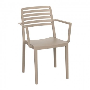 NOLA Πολυθρόνα Τραπεζαρίας Κήπου Στοιβαζόμενη, PP - UV Protection, Απόχρωση Tortora  57x56x83cm [-Μπεζ-Tortora-Sand-Cappuccino-] [-PP - PC - ABS-] Ε310,4