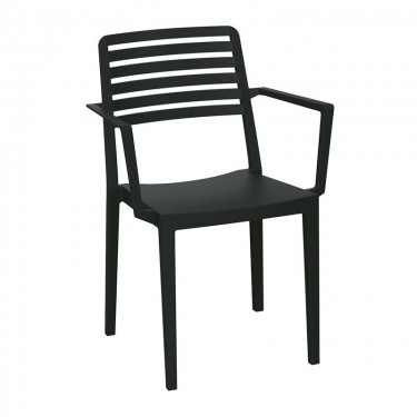 NOLA Πολυθρόνα Τραπεζαρίας Κήπου Στοιβαζόμενη, PP - UV Protection, Απόχρωση Μαύρο  57x56x83cm [-Μαύρο-] [-PP - PC - ABS-] Ε310,2