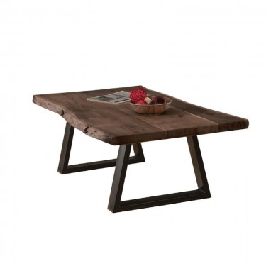 LIZARD Slim Τραπέζι Σαλονιού Καθιστικού, Μέταλλο Βαφή Μαύρο, Ξύλο Ακακία Καρυδί  115x65x40cm Solid Wood 25mm [-Καρυδί-, -Μαύρο-] [-Μέταλλο-, -Ξύλο-] ΕΑ7101,S1