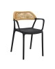 DOLLI Πολυθρόνα Στοιβαζόμενη, PP-UV Μαύρο, Rope Wicker Φυσικό  56x52x78cm Ε3152,1