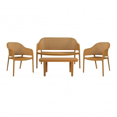 MALAGA Set Σαλόνι Κήπου PP-UV Κροκί: Καναπές   2 Πολυθρόνες   Τραπεζάκι  Τραπεζάκι Καναπέ 2 Πολυθρόνες [-Κίτρινο-] [-PP - PC - ABS-] Ε320,S1