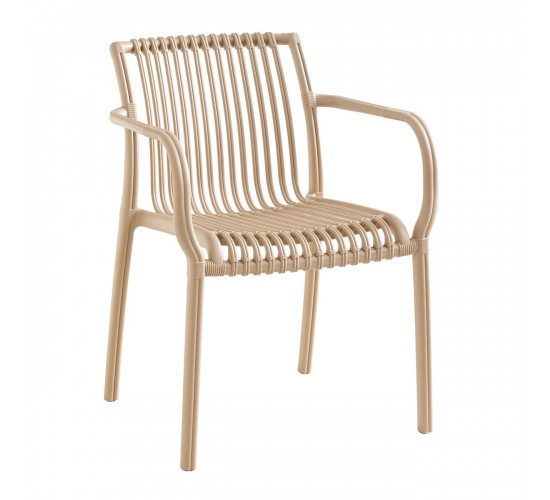 MODENA Πολυθρόνα Στοιβαζόμενη, PP-UV Protection Tortora  57x58x79cm [-Μπεζ-Tortora-Sand-Cappuccino-] [-PP - PC - ABS-] Ε3901,1