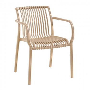 MODENA Πολυθρόνα Στοιβαζόμενη, PP-UV Protection Tortora  57x58x79cm [-Μπεζ-Tortora-Sand-Cappuccino-] [-PP - PC - ABS-] Ε3901,1