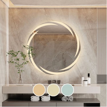 LED-1 Καθρέπτης Τοίχου - Φωτιζόμενος - Αφής, με 3 επιλογές εναλλαγής χρωμάτων  Φ60cm [-Διάφανο-] [-Γυαλί-] Ε7180,11