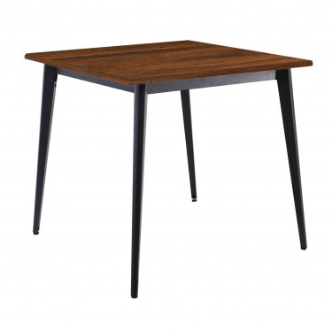 VIDAL Τραπέζι Μέταλλο Βαφή Μαύρο, Επιφάνεια 80x80cm/16mm Contract Sliq Walnut  81x81x73cm [-Καρυδί-, -Μαύρο-] [-Melamine Laminated-, -Μέταλλο-] Ε0686,S