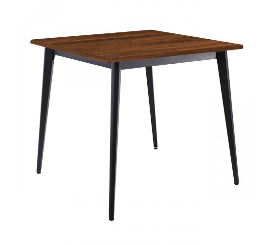 VIDAL Τραπέζι Μέταλλο Βαφή Μαύρο, Επιφάνεια 80x80cm/16mm Contract Sliq Walnut  81x81x73cm [-Καρυδί-, -Μαύρο-] [-Melamine Laminated-, -Μέταλλο-] Ε0686,S