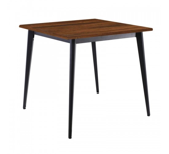 VIDAL Τραπέζι Μέταλλο Βαφή Μαύρο, Επιφάνεια 80x80cm/16mm Contract Sliq Walnut  81x81x73cm [-Καρυδί-, -Μαύρο-] [-Melamine Laminated-, -Μέταλλο-] Ε0686,S