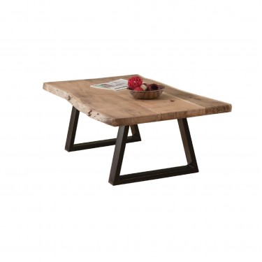 LIZARD-W Slim Τραπέζι Σαλονιού Καθιστικού, Μέταλλο Βαφή Μαύρο, Ξύλο Ακακία Φυσικό  115x65x40cm Solid Wood 25mm [-Μαύρο-, -Φυσικό-] [-Μέταλλο-, -Ξύλο-] ΕΑ7101,SW