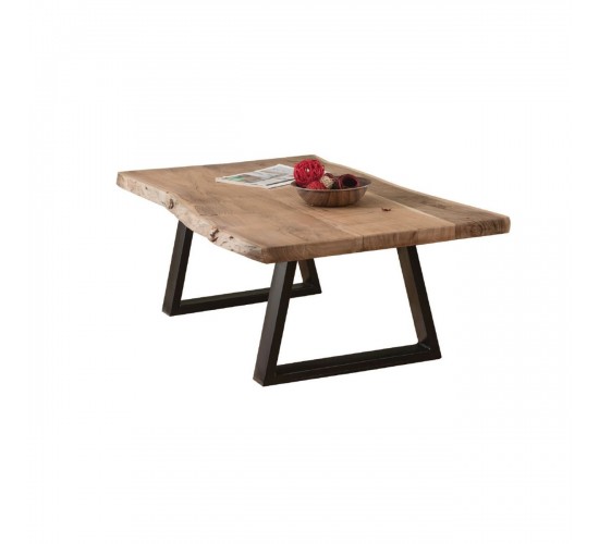 LIZARD-W Slim Τραπέζι Σαλονιού Καθιστικού, Μέταλλο Βαφή Μαύρο, Ξύλο Ακακία Φυσικό  115x65x40cm Solid Wood 25mm [-Μαύρο-, -Φυσικό-] [-Μέταλλο-, -Ξύλο-] ΕΑ7101,SW