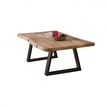 LIZARD-W Slim Τραπέζι Σαλονιού Καθιστικού, Μέταλλο Βαφή Μαύρο, Ξύλο Ακακία Φυσικό  115x65x40cm Solid Wood 25mm [-Μαύρο-, -Φυσικό-] [-Μέταλλο-, -Ξύλο-] ΕΑ7101,SW