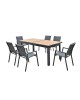 NAPOLI Set Dining ALU Κήπου: 6 Πολυθρόνες   Τραπέζι Επεκτ/νο Μαύρο-Καρυδί-Textilene Ανθρακί  Tab:186 60x95x77Chair:59x62x90 [-Καρυδί-, -Μαύρο-] [-Textilene-, -Αλουμίνιο-] Ε6729,1S