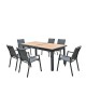NAPOLI Set Dining ALU Κήπου: 6 Πολυθρόνες   Τραπέζι Επεκτ/νο Μαύρο-Καρυδί-Textilene Ανθρακί  Tab:186 60x95x77Chair:59x62x90 [-Καρυδί-, -Μαύρο-] [-Textilene-, -Αλουμίνιο-] Ε6729,1S