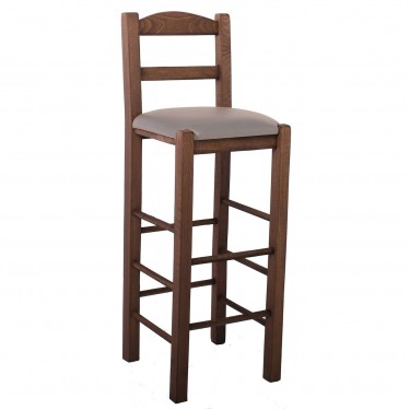 ΣΙΦΝΟΣ Σκαμπό BAR με Πλάτη, Οξιά Βαφή Εμποτισμός Καρυδί, Κάθισμα Pu Cappuccino  36x37x78/107cm [-Καρυδί-, -Μπεζ-Tortora-Sand-Cappuccino-] [-PU - PVC-, -Ξύλο-] Ρ980,Ε2Τ1