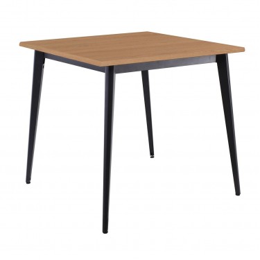 VIDAL Τραπέζι Μέταλλο Βαφή Μαύρο, Επιφάνεια 80x80cm/16mm Contract Sliq Beech  81x81x73cm [-Μαύρο-, -Φυσικό-] [-Melamine Laminated-, -Μέταλλο-] Ε0686,S1