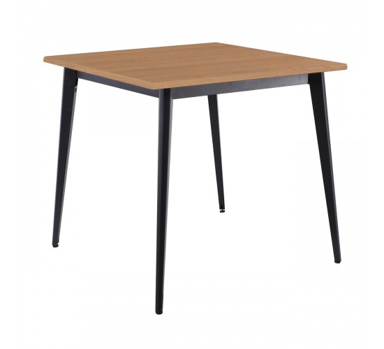 VIDAL Τραπέζι Μέταλλο Βαφή Μαύρο, Επιφάνεια 80x80cm/16mm Contract Sliq Beech  81x81x73cm [-Μαύρο-, -Φυσικό-] [-Melamine Laminated-, -Μέταλλο-] Ε0686,S1