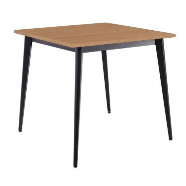 VIDAL Τραπέζι Μέταλλο Βαφή Μαύρο, Επιφάνεια 80x80cm/16mm Contract Sliq Beech  81x81x73cm [-Μαύρο-, -Φυσικό-] [-Melamine Laminated-, -Μέταλλο-] Ε0686,S1