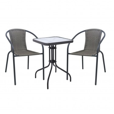 BALENO-W Set Κήπου - Βεράντας: Τραπέζι   2 Πολυθρόνες Μέταλλο Ανθρακί, Wicker Mixed Grey  Table:60x60x70 Seat:52x60x72 [-Ανθρακί-, -Γκρι-] [-Wicker-, -Μέταλλο-] Ε240,10W