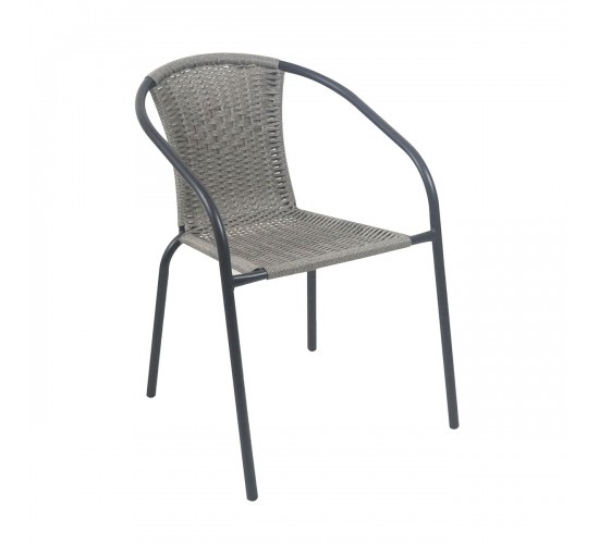 BALENO-W Πολυθρόνα Στοιβαζόμενη, Μέταλλο Βαφή Μαύρο, Wicker Mixed Grey  52x60x72cm [-Γκρι-, -Μαύρο-] [-Wicker-, -Μέταλλο-] Ε2401,20