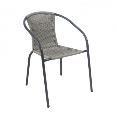 BALENO-W Πολυθρόνα Στοιβαζόμενη, Μέταλλο Βαφή Μαύρο, Wicker Mixed Grey  52x60x72cm [-Γκρι-, -Μαύρο-] [-Wicker-, -Μέταλλο-] Ε2401,20