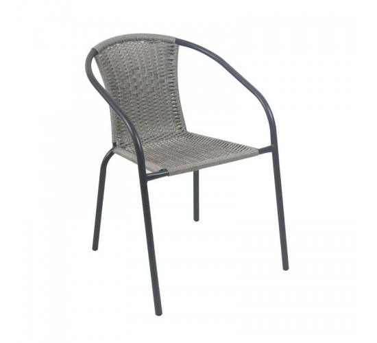 BALENO-W Πολυθρόνα Στοιβαζόμενη, Μέταλλο Βαφή Μαύρο, Wicker Mixed Grey  52x60x72cm [-Γκρι-, -Μαύρο-] [-Wicker-, -Μέταλλο-] Ε2401,20