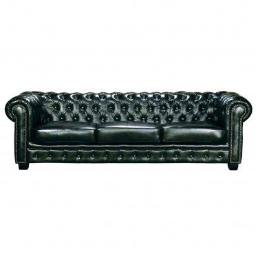 CHESTERFIELD Birmingham Καναπές 4Θέσιος Σαλονιού Καθιστικού, Δέρμα AntiqueGreen  241x92x74cm [-Πράσινο-] [-Leather - Rubica Leather-] Ε9574,43