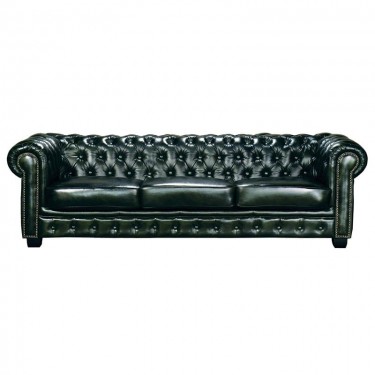 CHESTERFIELD Birmingham Καναπές 4Θέσιος Σαλονιού Καθιστικού, Δέρμα AntiqueGreen  241x92x74cm [-Πράσινο-] [-Leather - Rubica Leather-] Ε9574,43