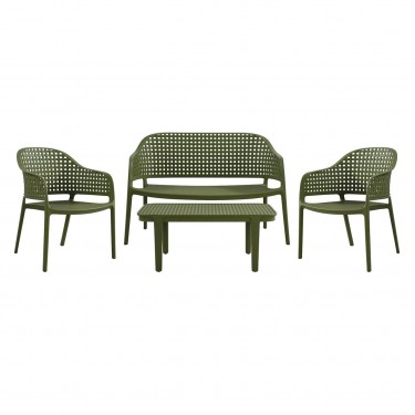 MALAGA Set Σαλόνι Κήπου PP-UV Πράσινο: Καναπές   2 Πολυθρόνες   Τραπεζάκι  Τραπεζάκι Καναπέ 2 Πολυθρόνες [-Πράσινο-] [-PP - PC - ABS-] Ε320,S2