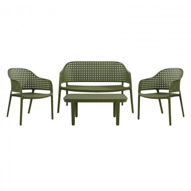 MALAGA Set Σαλόνι Κήπου PP-UV Πράσινο: Καναπές   2 Πολυθρόνες   Τραπεζάκι  Τραπεζάκι Καναπέ 2 Πολυθρόνες [-Πράσινο-] [-PP - PC - ABS-] Ε320,S2