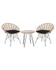 SALSA Coral Coffee Set Κήπου Μέταλλο Μαύρο - Γυαλί - Wicker Φυσικό: Τραπεζάκι 2 Πολυθρόνες  TableΦ52x53 Armchair72x62x81cm [-Μαύρο-, -Φυσικό-] [-Wicker-, -Μέταλλο-] Ε283,S1