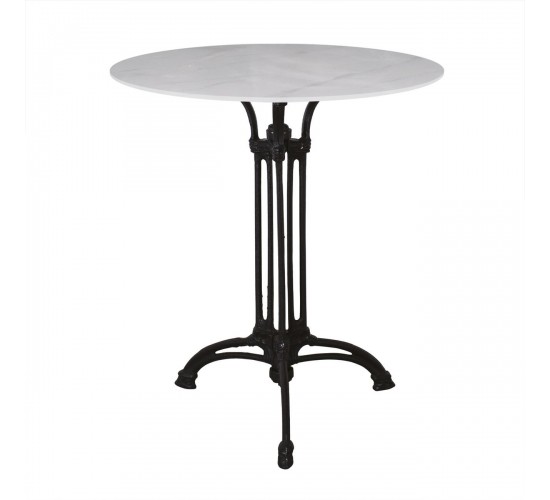 ΤΡΑΠΕΖΙ Sintered Stone-Μαντέμι Τρίνυχο, Επιφάνεια 11mm Απόχρωση White Marble  Φ60  H73,5cm [-Άσπρο-, -Μαύρο-] [-Μαντέμι-, -Τεχνόπετρα-] Ε100,1ST