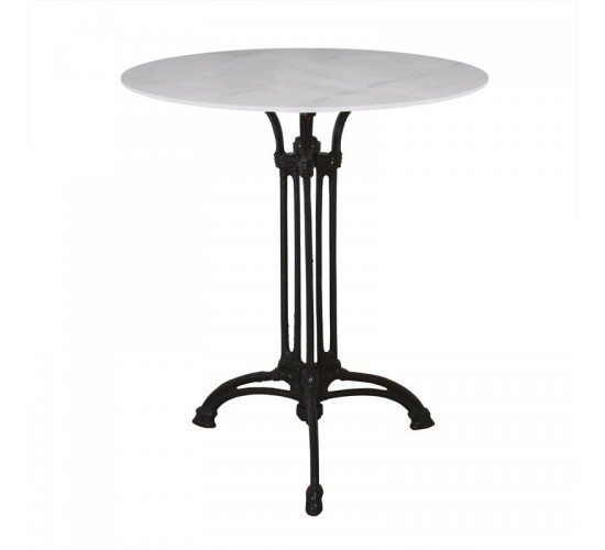 ΤΡΑΠΕΖΙ Sintered Stone-Μαντέμι Τρίνυχο, Επιφάνεια 11mm Απόχρωση White Marble  Φ60  H73,5cm [-Άσπρο-, -Μαύρο-] [-Μαντέμι-, -Τεχνόπετρα-] Ε100,1ST