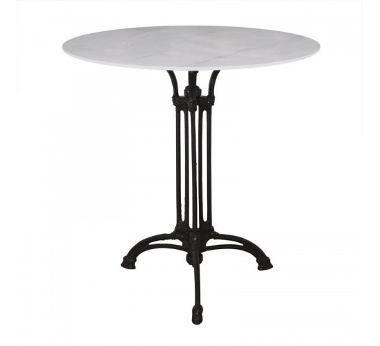 ΤΡΑΠΕΖΙ Sintered Stone-Μαντέμι Τρίνυχο, Επιφάνεια 11mm Απόχρωση White Marble  Φ70  H73,5cm [-Άσπρο-, -Μαύρο-] [-Μαντέμι-, -Τεχνόπετρα-] Ε101,1ST